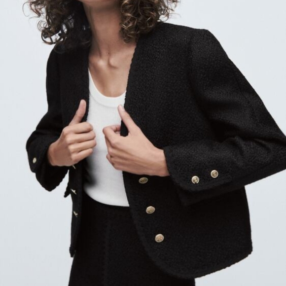 ZARA TEXTURED JACKET WITH BUTTONS SIZE M - Picture 7 of 10